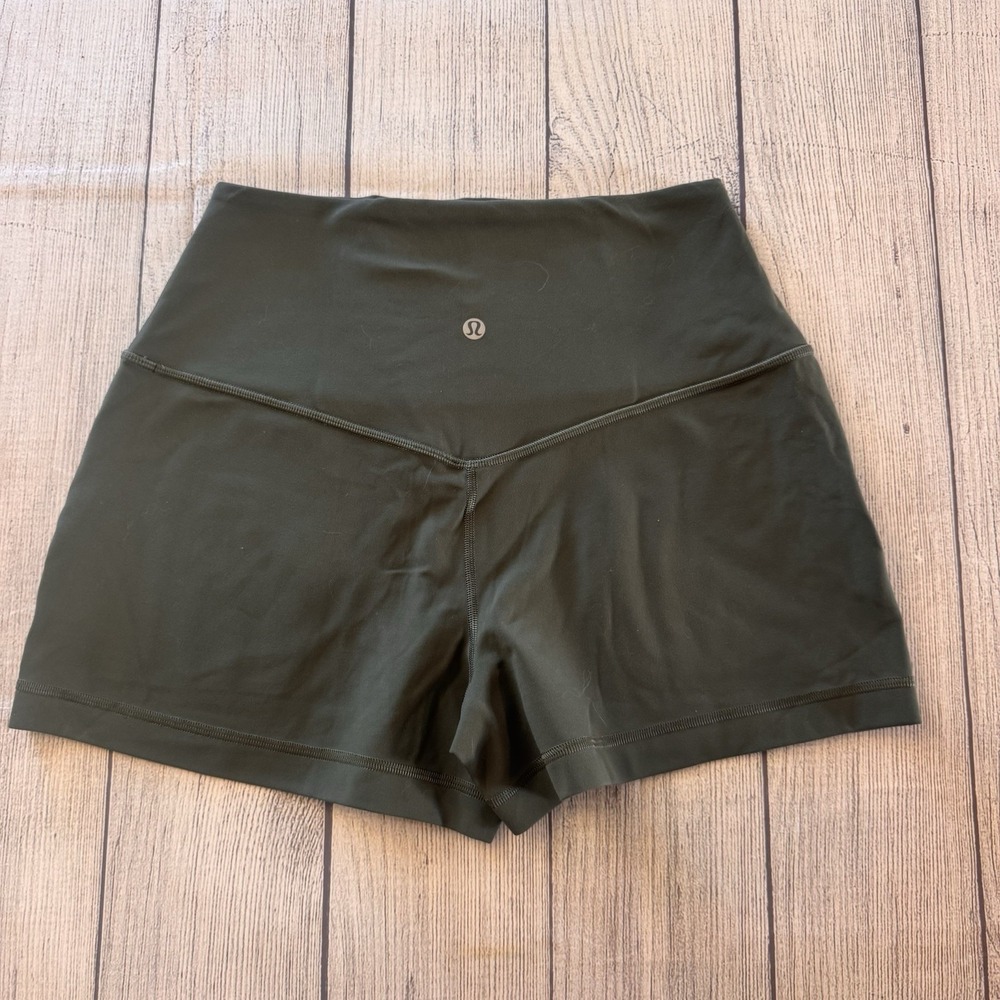 Lululemon Wunder Train High-Rise Short Dark Olive Size 4 Pockets Women's‎